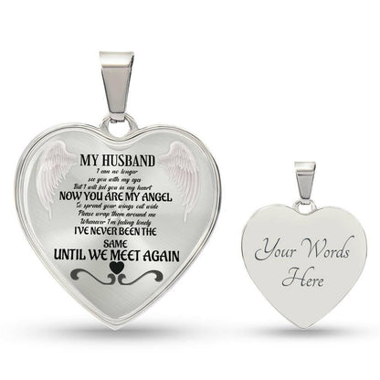 Luxury Heart pendant Necklace My Husband now You are my Angel.