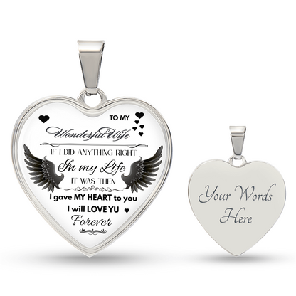 Angel Wings Necklace – To My Wonderful Wife Love Gift, Sentimental Jewelry for Wife's Birthday, Anniversary, or Just Because
