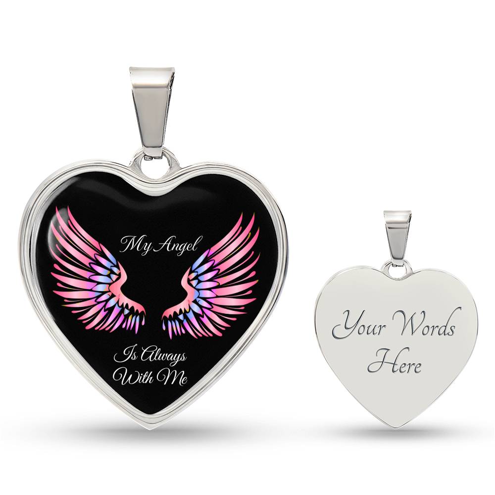 Luxury Heart pendant Necklace My Angel is always with Me