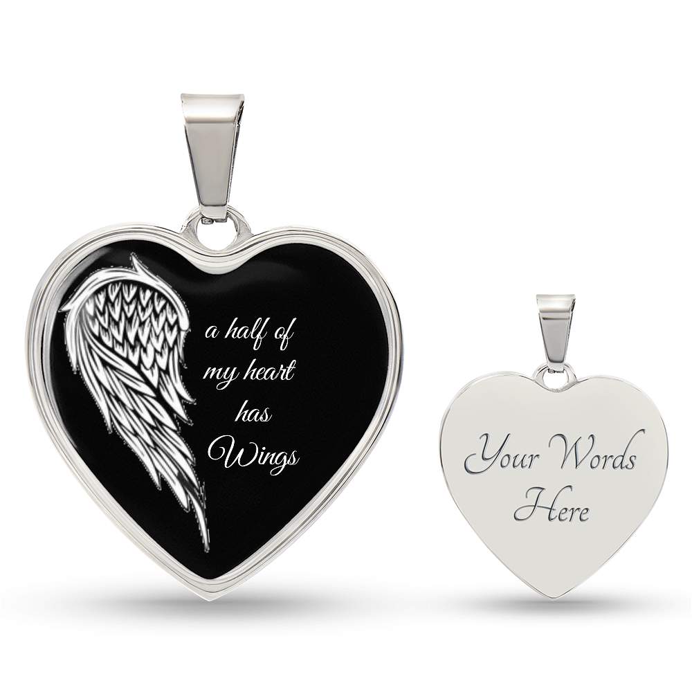 A half of my Heart has Wings Luxury Graphic Heart Necklace