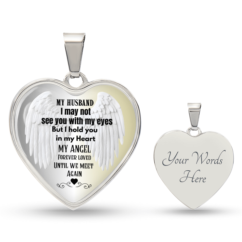 My husband My Angel memorial Heart Necklace