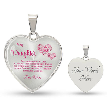 To my Daughter,  love Mom Luxury heart pendant Necklace