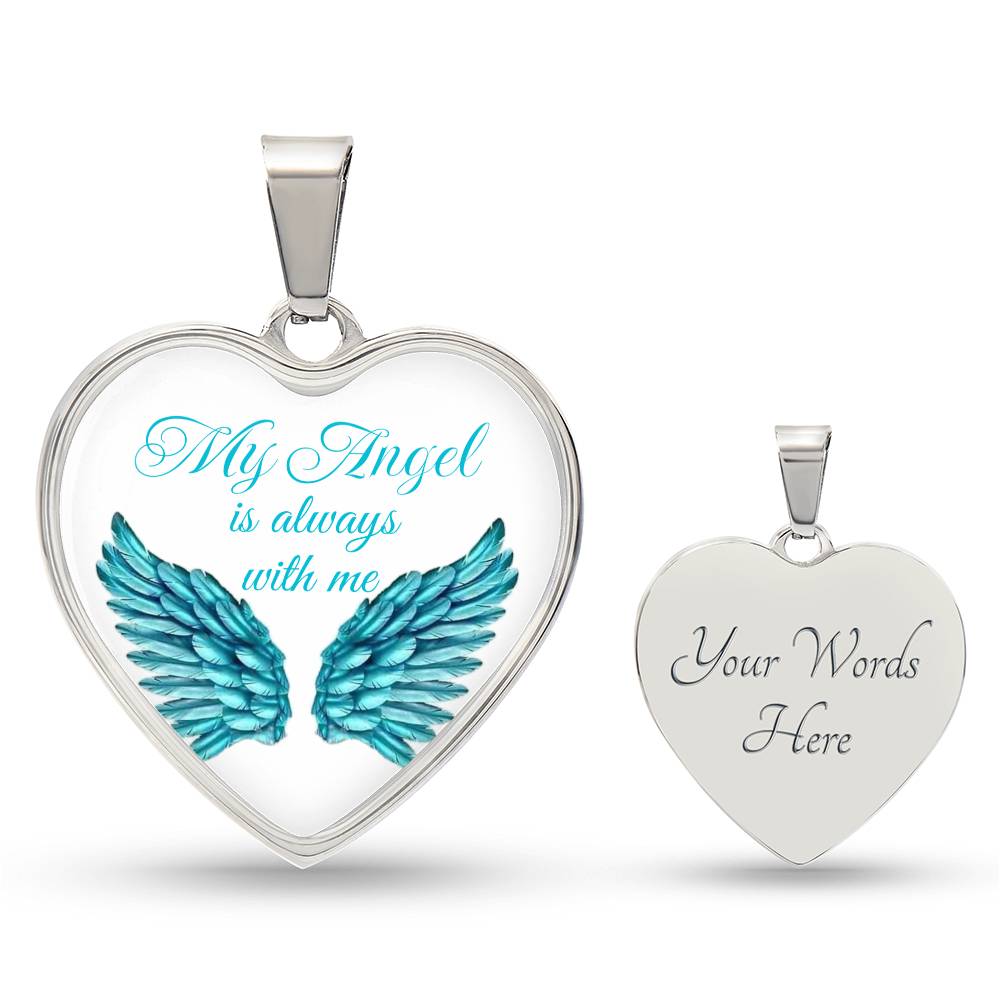 Luxury Heart pendant Necklace My Angel is always with me.