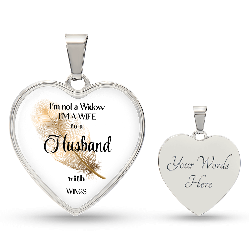 In Loving Memory Husband Necklace – Angel Wings Heart Tribute Jewelry | Elegant Memorial & Sympathy Gift