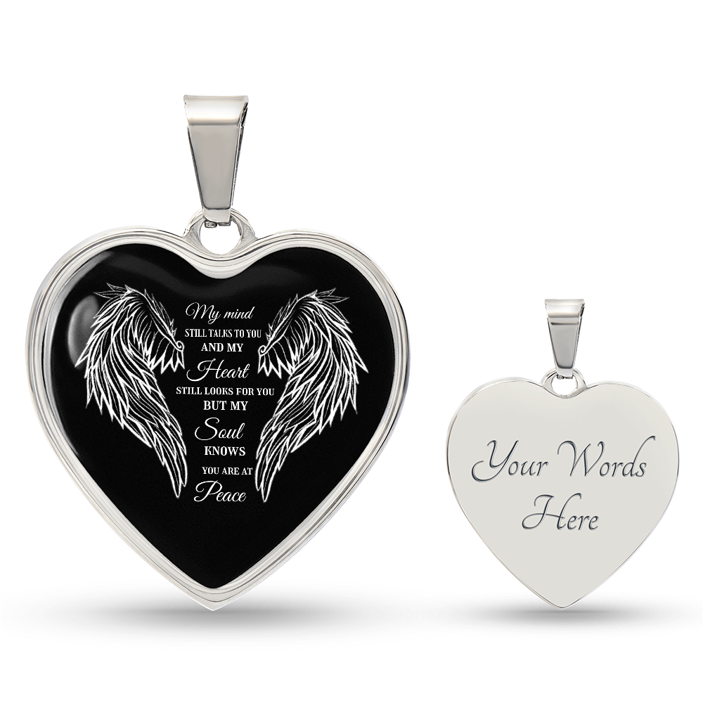 Luxury Graphic Heart Necklace Angel Wings You are at Peace