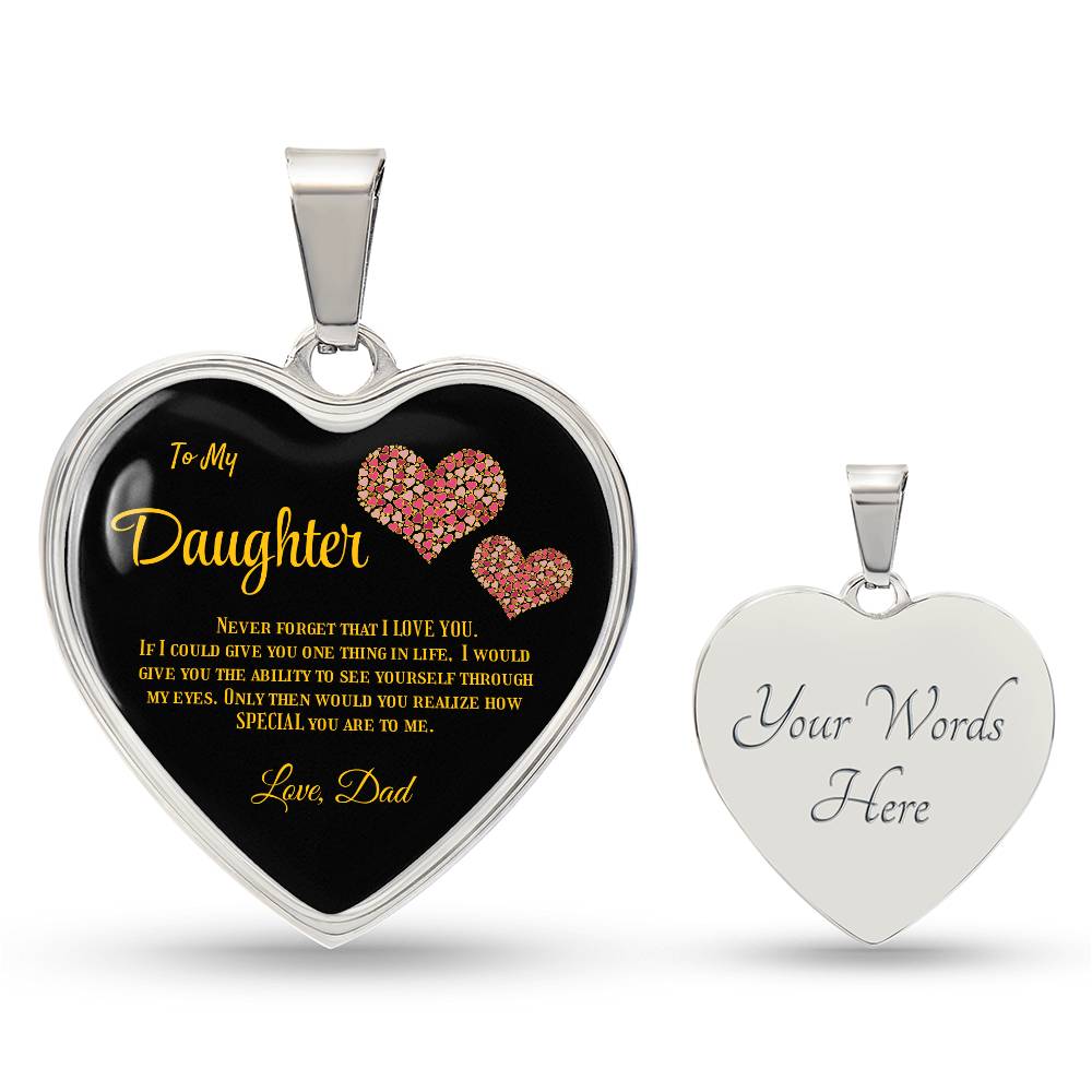 To my Daughter,  love Dad Luxury heart pendant Necklace