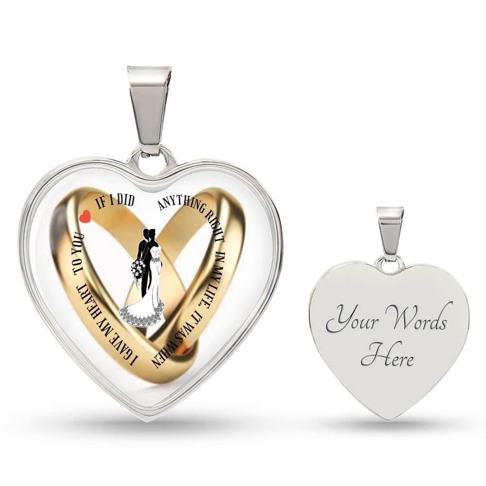 Luxury Heart pendant Necklace I gave my Heart to You