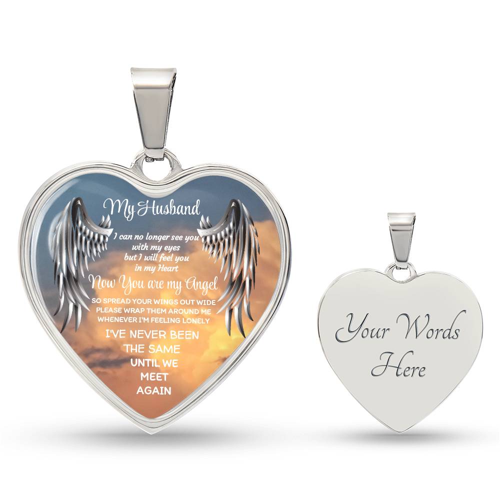 Luxury Heart pendant Necklace my Husband now you are my Angel