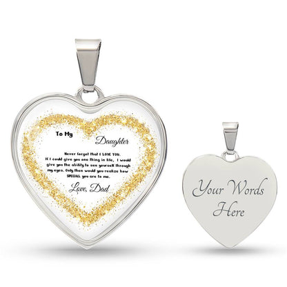 Luxury Heart pendant Necklace To my Daughter, love Dad