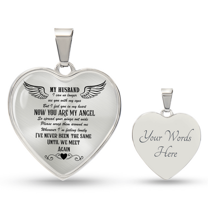 Luxury Graphic Heart Necklace My Husband my Angel