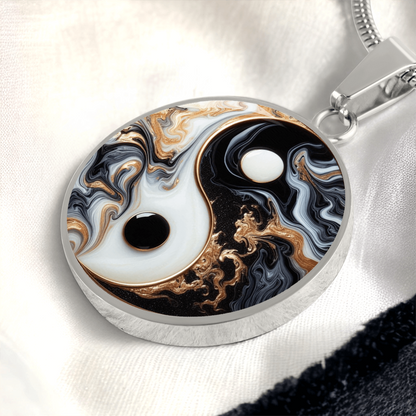 Luxury Yin Yang Circle Necklace – Modern Minimalist Pendant for Her | Designer Jewelry Gift