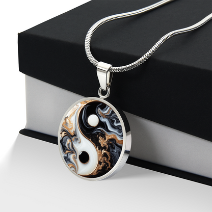Luxury Yin Yang Circle Necklace – Modern Minimalist Pendant for Her | Designer Jewelry Gift