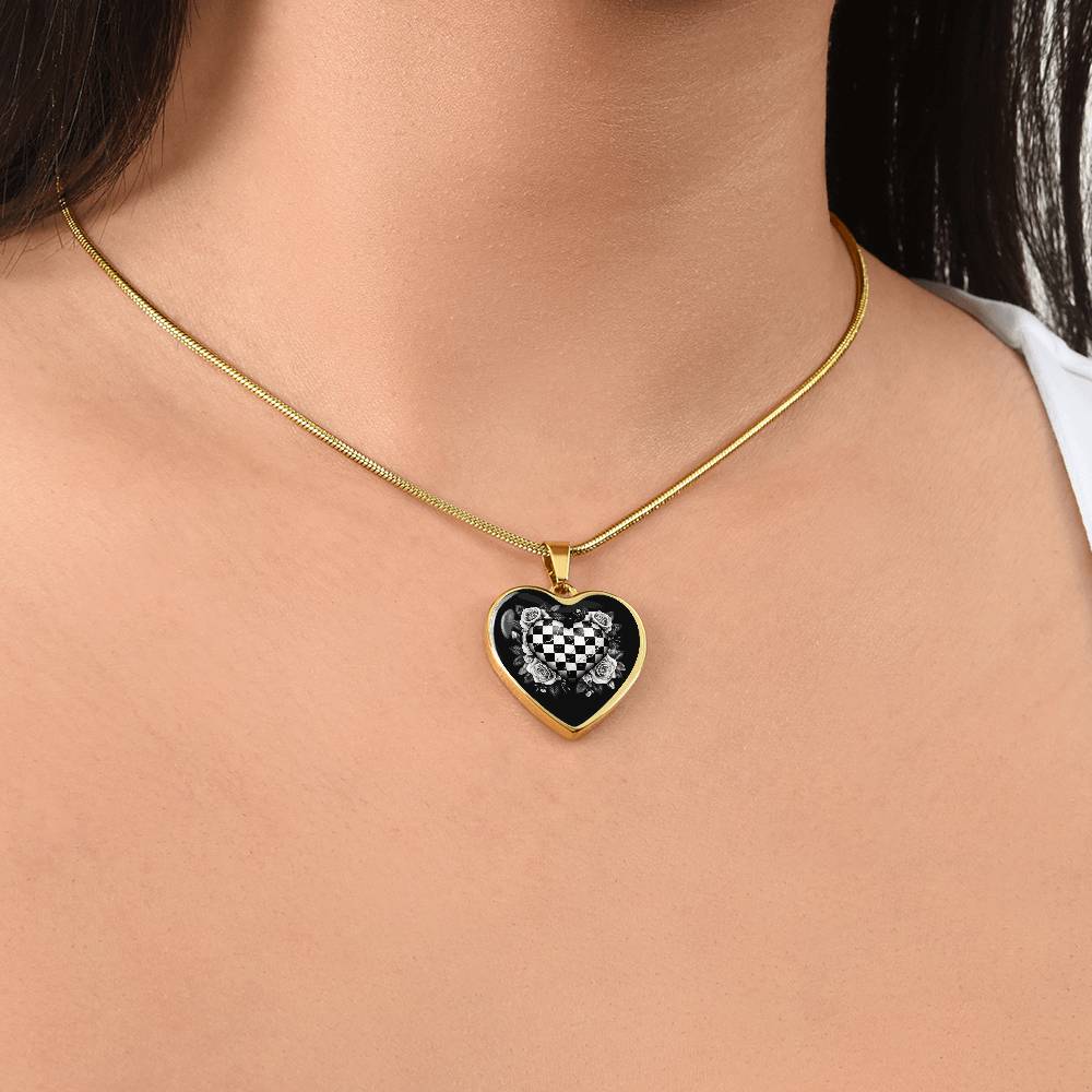 Rose Heart Luxe Necklace in Black & White