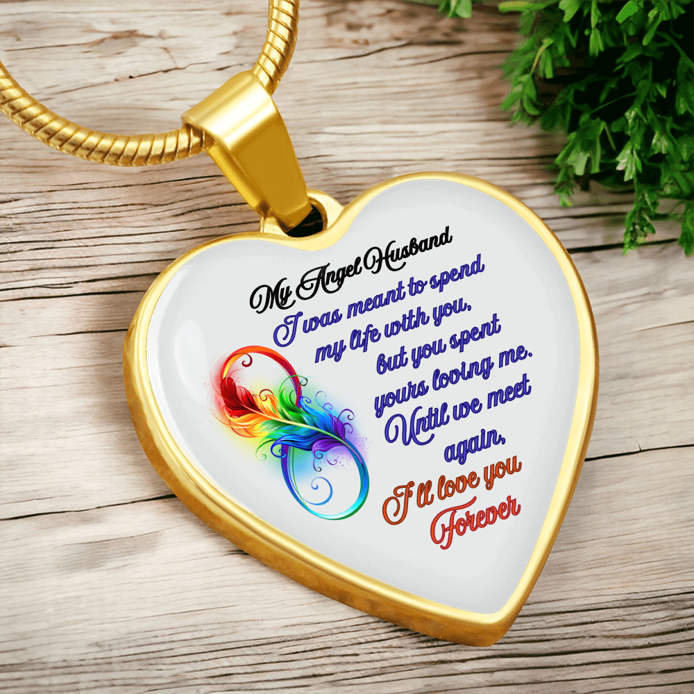 My Husband My Angel- Husband Memorial Heart Pendant Necklace