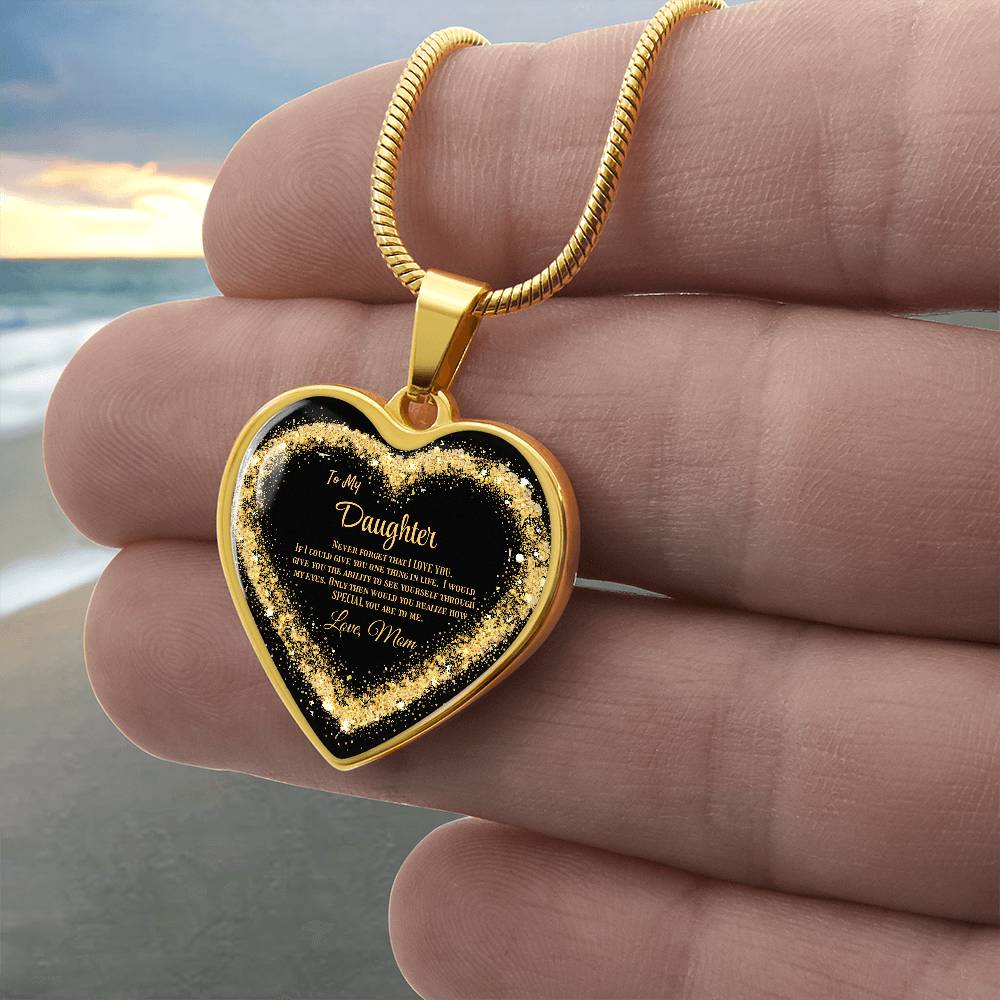 Luxury Heart pendant Necklace To my Daughter,  love Mom