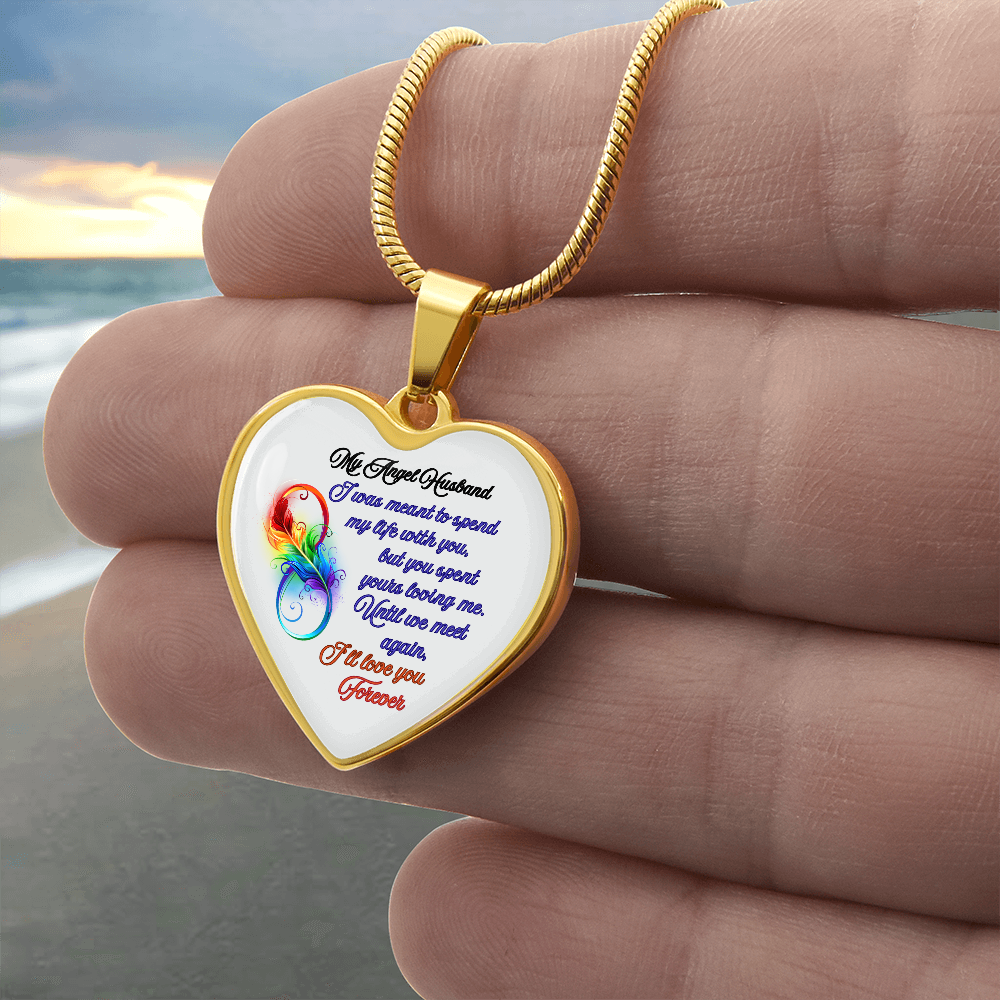 My Husband My Angel- Husband Memorial Heart Pendant Necklace