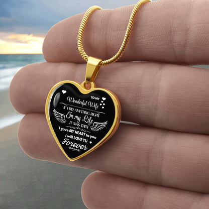 Luxury Graphic Heart Necklace To My Wonderful Wife - Angel Wings -Love Gift to Wife