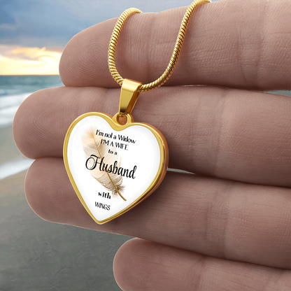In Loving Memory Husband Necklace – Angel Wings Heart Tribute Jewelry | Elegant Memorial & Sympathy Gift