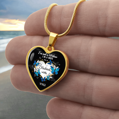Luxury Graphic Heart Necklace I'm not a Widow Butterflies design