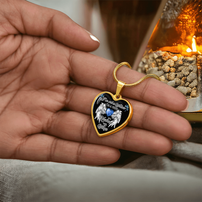 Wife to a Husband with Wings Memorial Necklace – Luxury Heart Pendant – Sympathy Gift for Loss of Husband – Remembrance Jewelry for Her