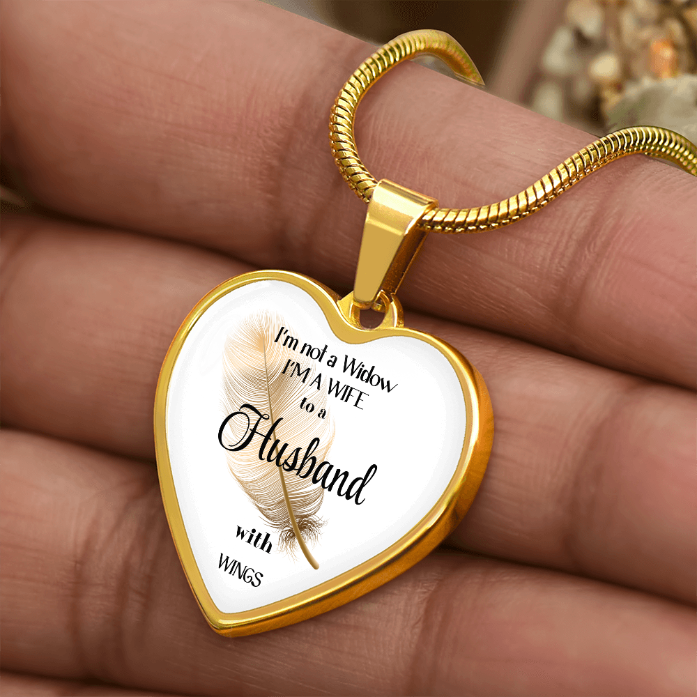 In Loving Memory Husband Necklace – Angel Wings Heart Tribute Jewelry | Elegant Memorial & Sympathy Gift