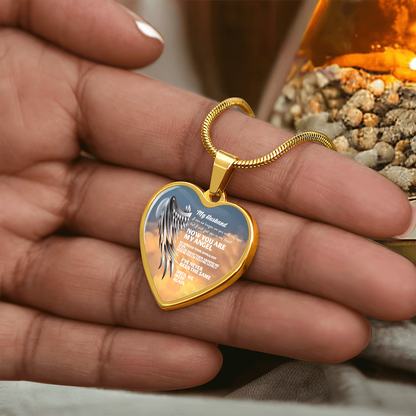 My Husband Now You Are My Angel Necklace, Heart Pendant Tribute, Memorial Jewelry, Keepsake Gift for Wife