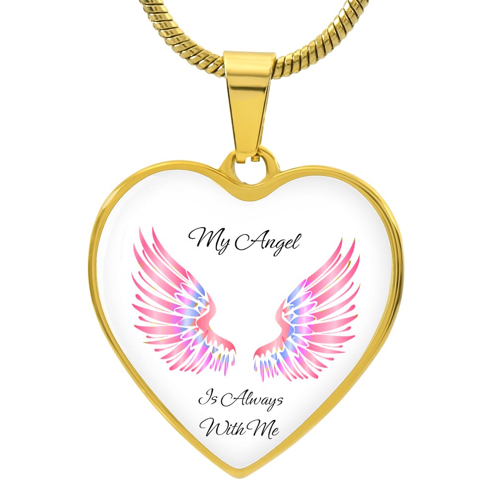 Luxury Heart pendant Necklace My Angel is always with Me.