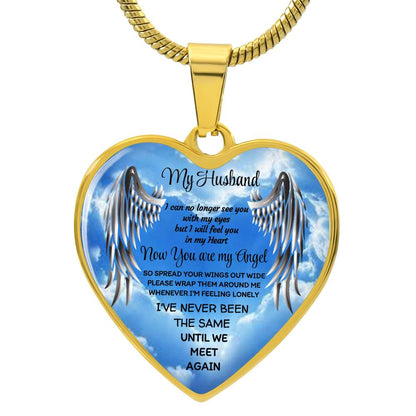 Luxury Heart pendant Necklace my Husband now you are my Angel