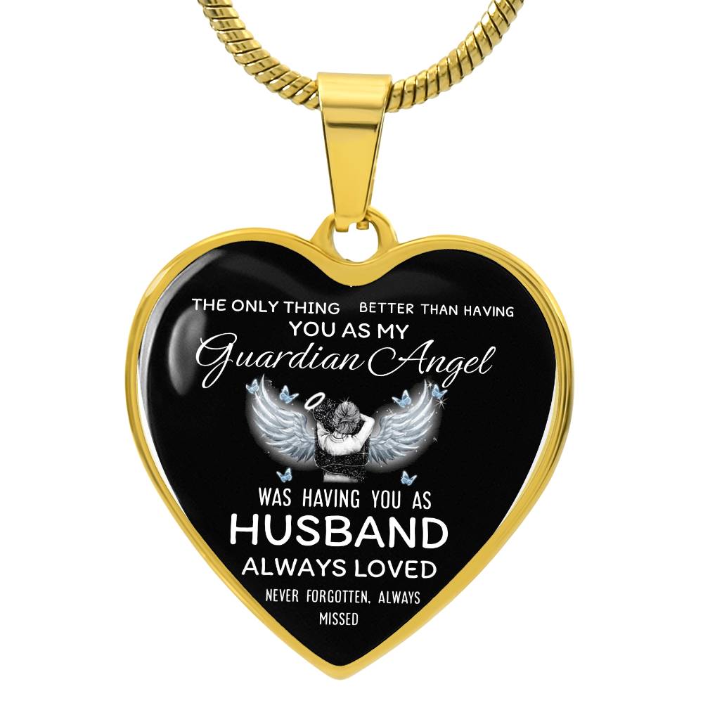 Luxury Heart pendant Necklace My Guardian Angel Husband.