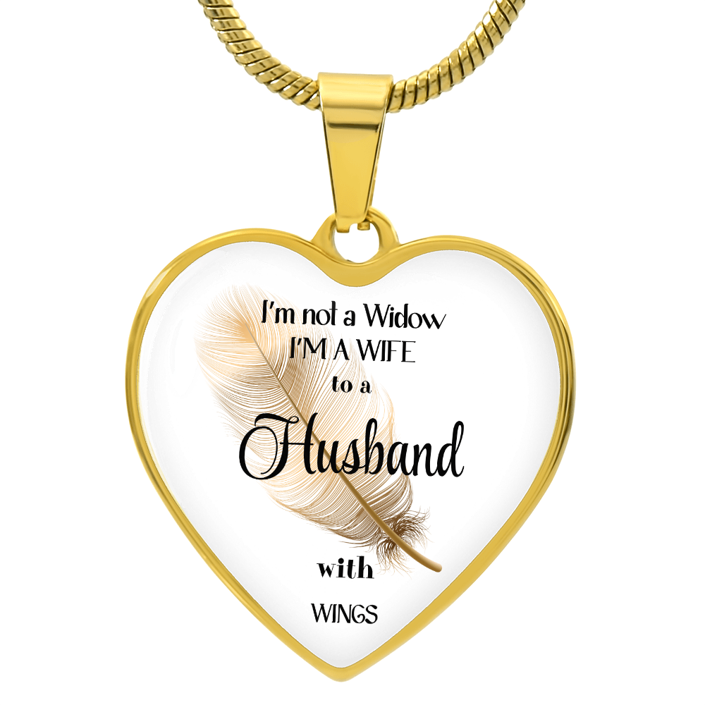 In Loving Memory Husband Necklace – Angel Wings Heart Tribute Jewelry | Elegant Memorial & Sympathy Gift