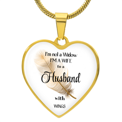 In Loving Memory Husband Necklace – Angel Wings Heart Tribute Jewelry | Elegant Memorial & Sympathy Gift