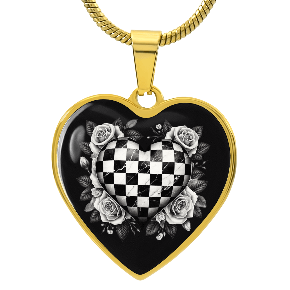 Rose Heart Luxe Necklace in Black & White