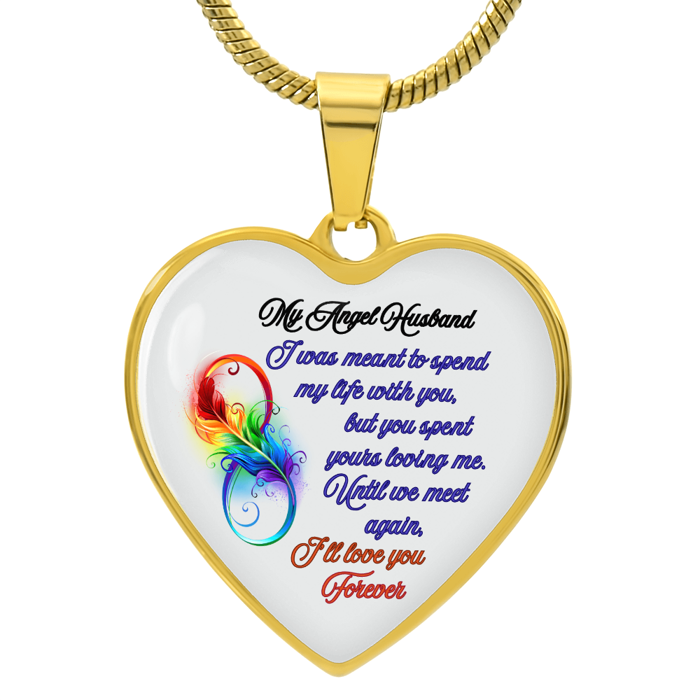 My Husband My Angel- Husband Memorial Heart Pendant Necklace