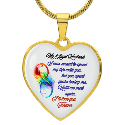 My Husband My Angel- Husband Memorial Heart Pendant Necklace