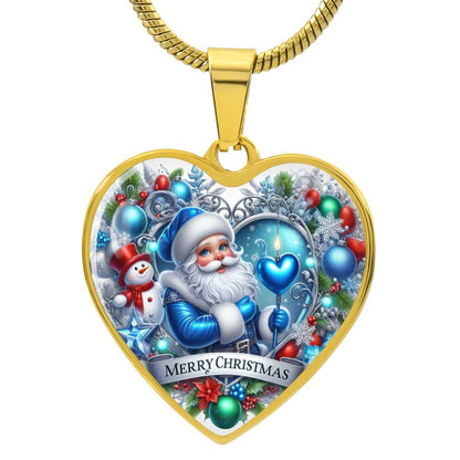 Luxury Heart Necklace – Merry Christmas Graphic Design | Holiday Jewelry Gift for Women