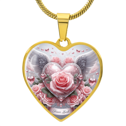 Luxury Heart Necklace Memorial Jewelry – Forever Loved Graphic Pendant Gift for Women Loved One Keepsake