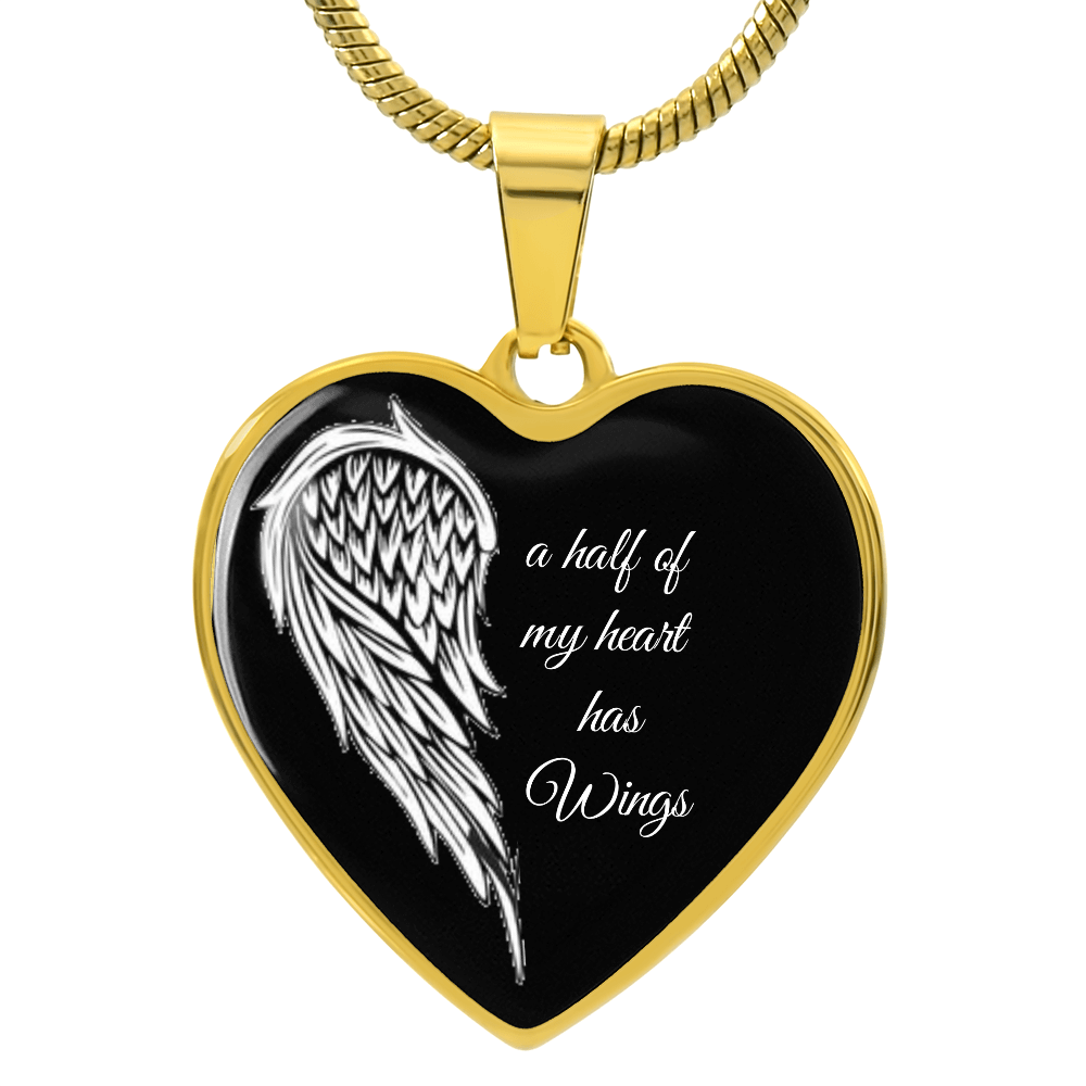 A half of my Heart has Wings Luxury Graphic Heart Necklace