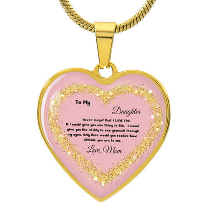 Luxury Heart pendant Necklace To my Daughter,  love Mom