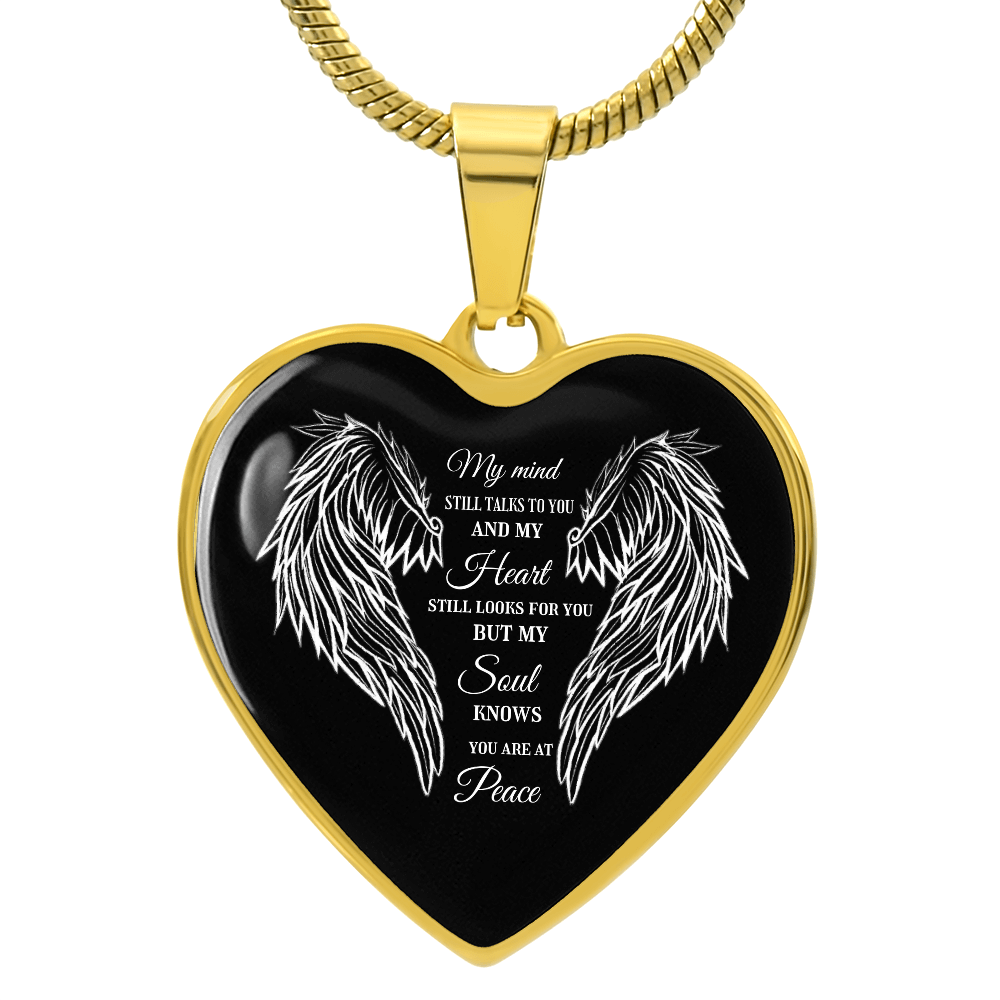 Luxury Graphic Heart Necklace Angel Wings You are at Peace