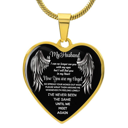 Luxury Heart pendant Necklace My Husband now you are my Angel