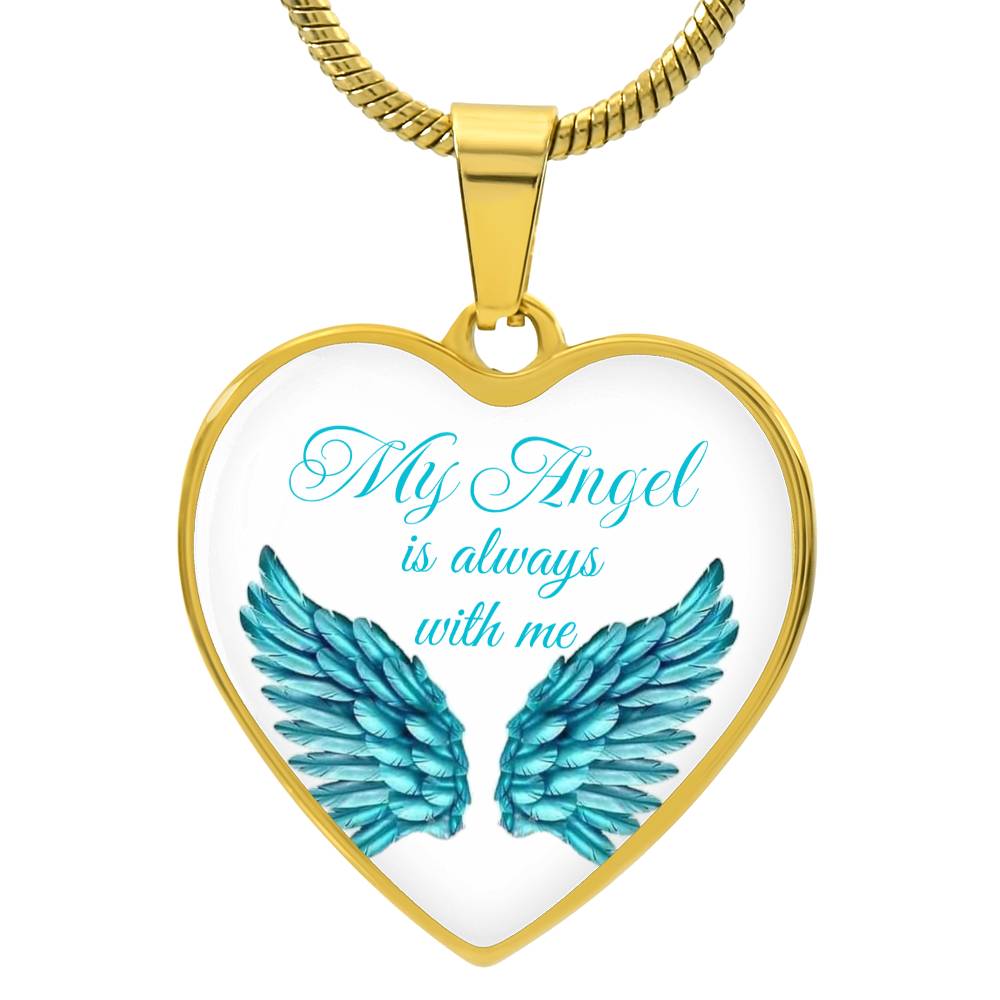 Luxury Heart pendant Necklace My Angel is always with me.