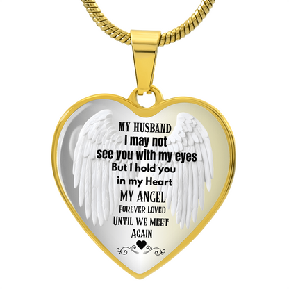 My husband My Angel memorial Heart Necklace