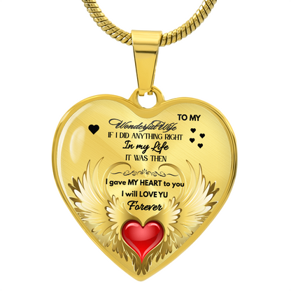 To My Wonderful Wife Angel Wings Necklace – Love Gift for Wife, Romantic Jewelry for Anniversary, Birthday or Valentine's Day