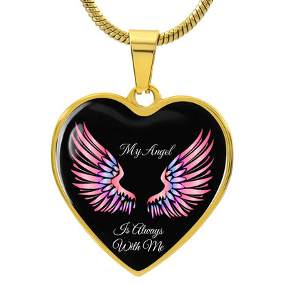 Luxury Heart pendant Necklace My Angel is always with Me