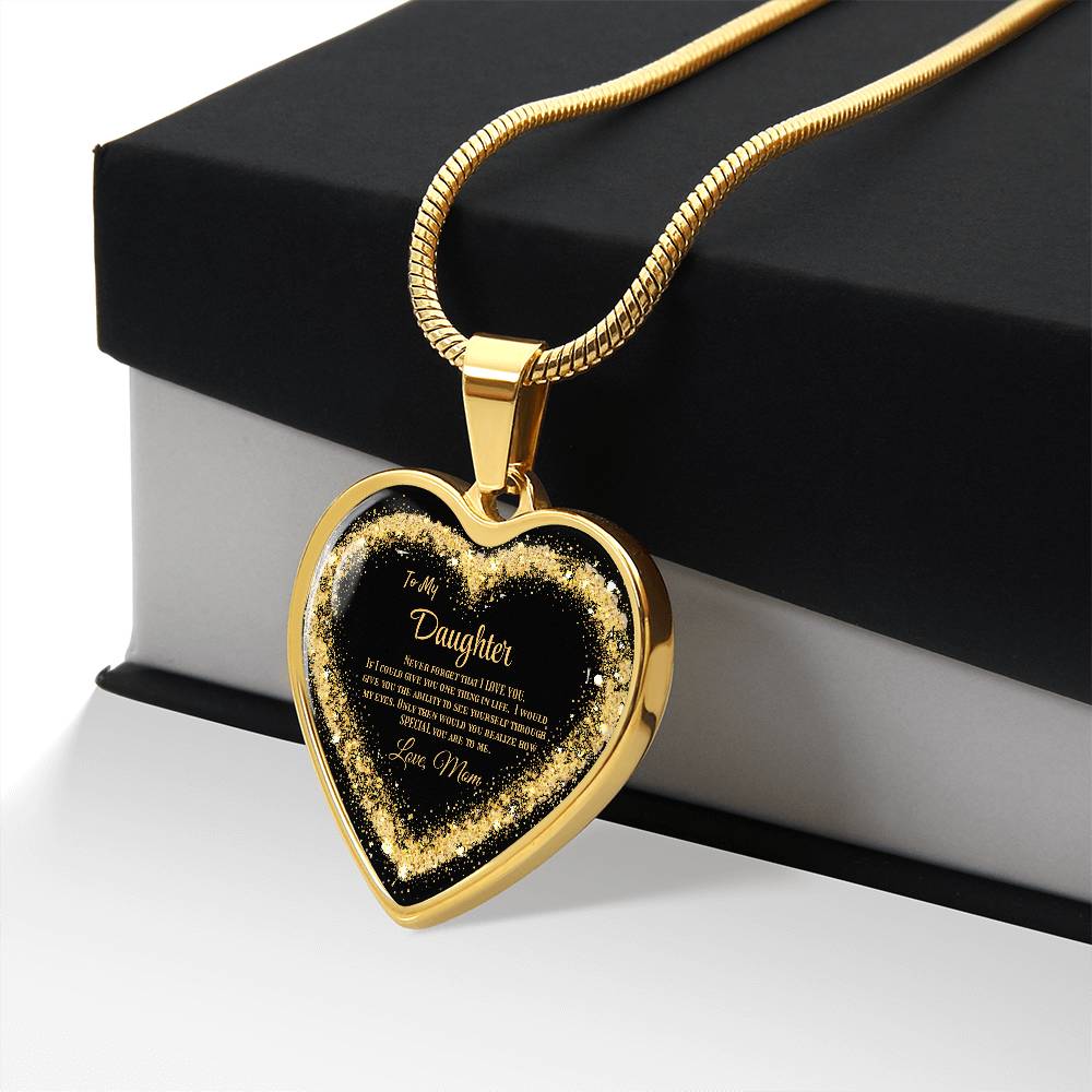 Luxury Heart pendant Necklace To my Daughter,  love Mom