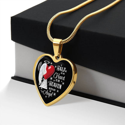 Half of My Heart Is in Heaven – Angel Memorial Heart Necklace by ShineOn Fulfillment