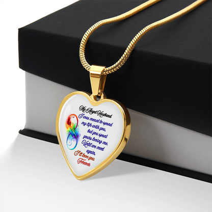 My Husband My Angel- Husband Memorial Heart Pendant Necklace