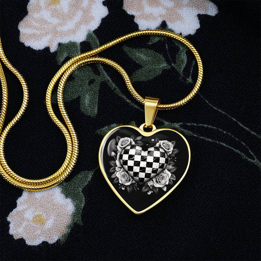 Rose Heart Luxe Necklace in Black & White