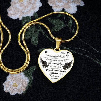 Angel Wings Necklace – To My Wonderful Wife Love Gift, Sentimental Jewelry for Wife's Birthday, Anniversary, or Just Because