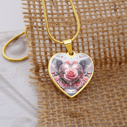 Luxury Heart Necklace Memorial Jewelry – Forever Loved Graphic Pendant Gift for Women Loved One Keepsake